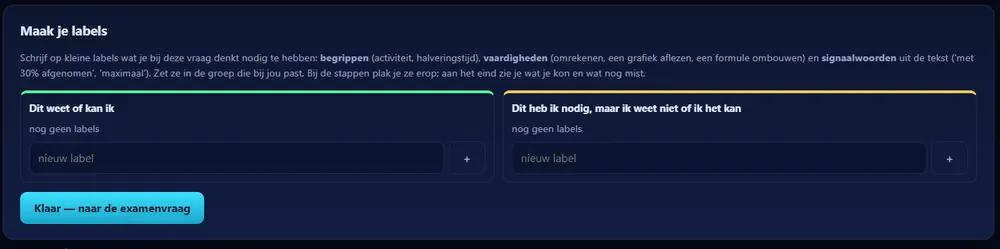 Labels maken in twee groepen.